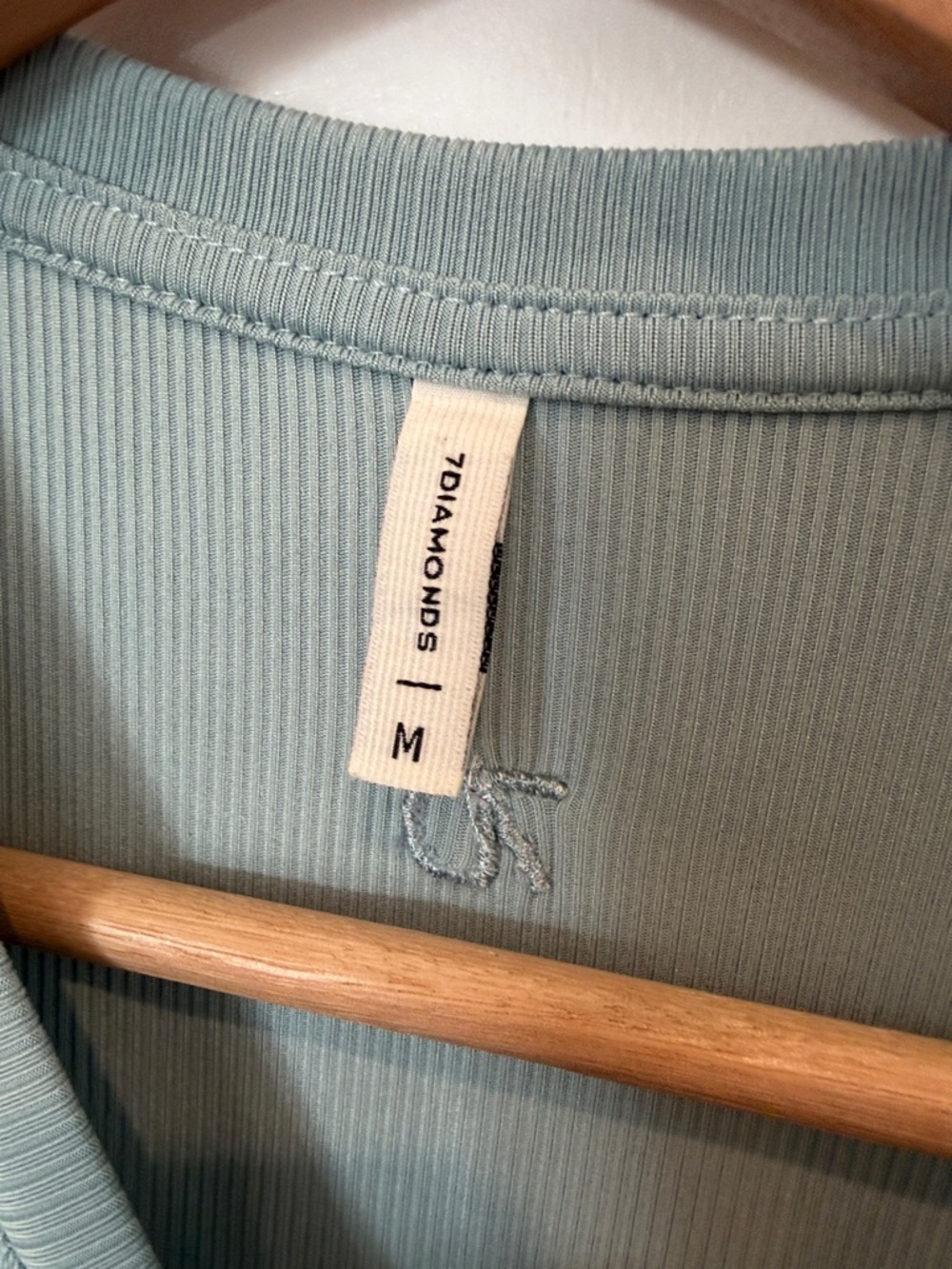 7 Diamonds Ribbed Crop Tee in Sage - Picture 2 of 4